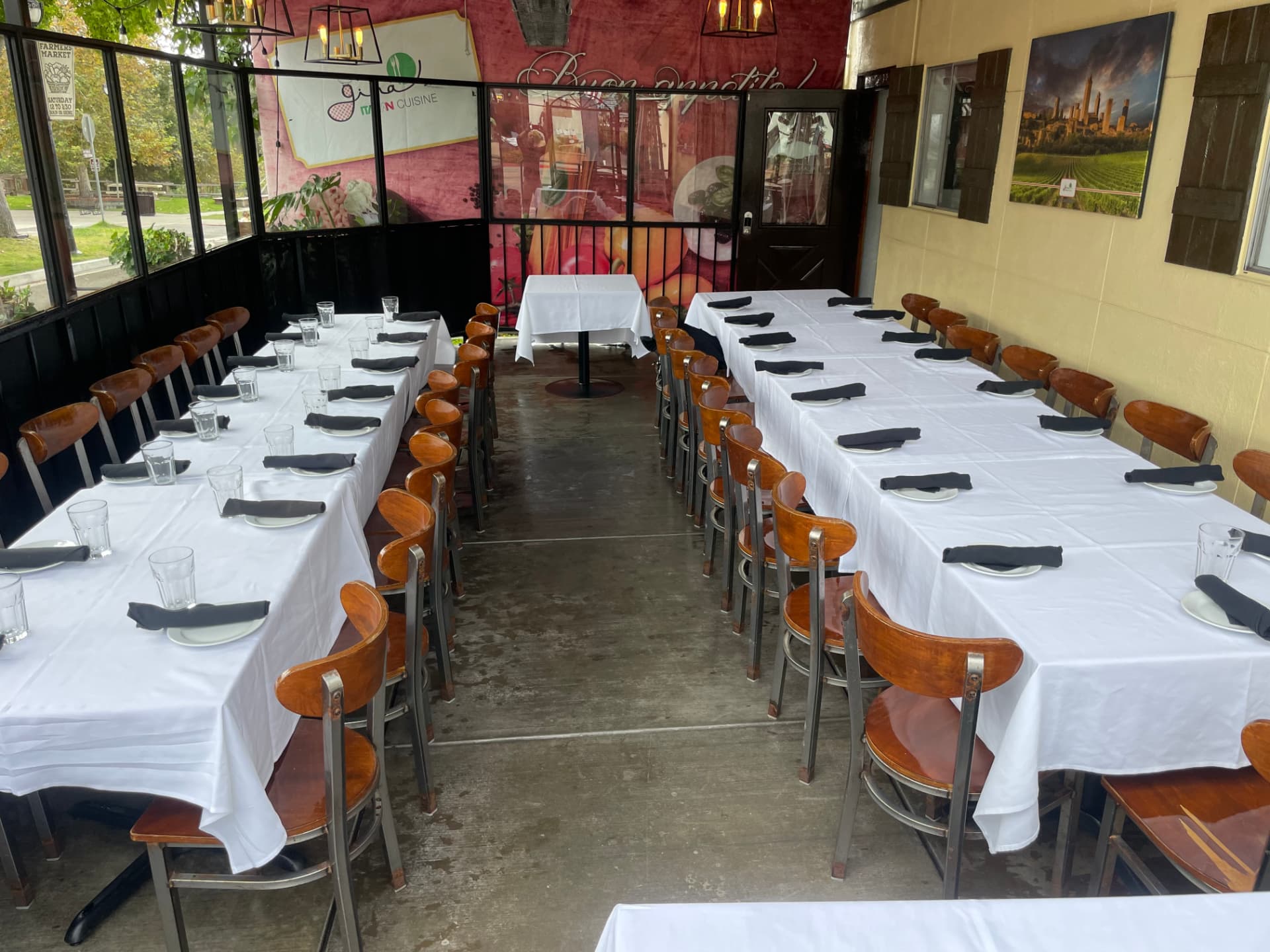 Gina's private patio set for a large event